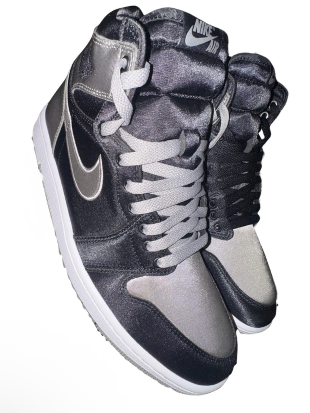 Jordan One High in Black and Silver Satin LIKE NEW!